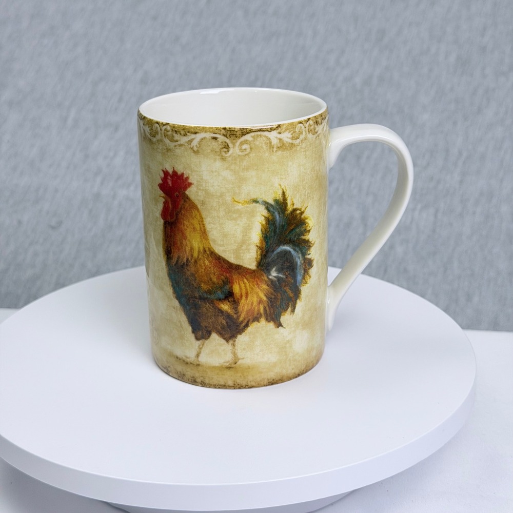 222 Fifth Rustic Rooster Fine China Coffee Mug Farmhouse Country Decor